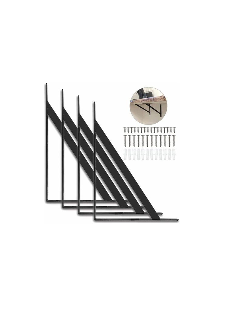 ROBUSTLINE Robustline 4Pcs Black Triangle Shelf Brackets, Floating Shelves Brackets, 90 Degree Angle Wall Mounted Shelf Supporter Corner Bracket with Mounting Screws (13" x 20")  - Image 1