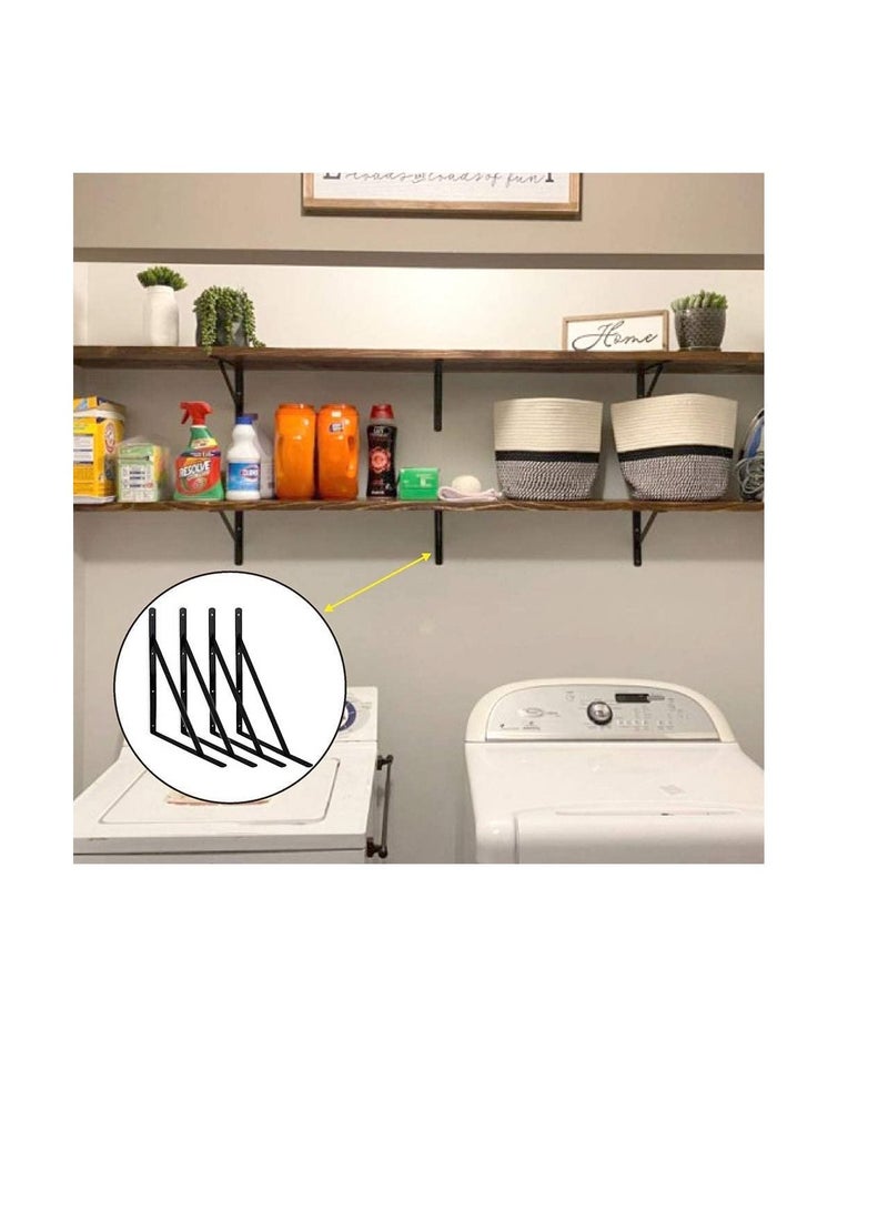 ROBUSTLINE Robustline 4Pcs Black Triangle Shelf Brackets, Floating Shelves Brackets, 90 Degree Angle Wall Mounted Shelf Supporter Corner Bracket with Mounting Screws (13" x 20")  - Image 3