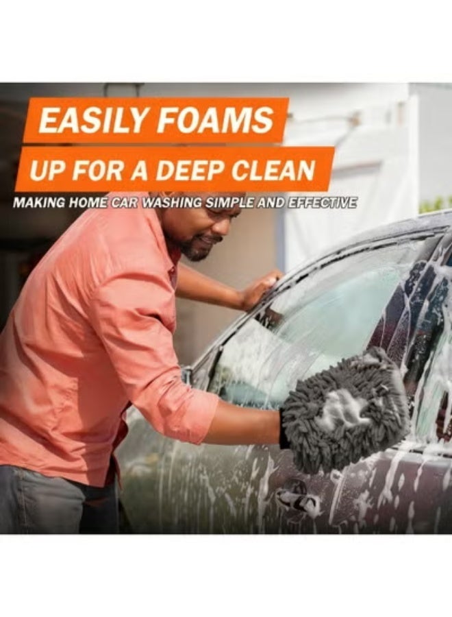 COYO Car Wash Mitt, 2Pcs Chenille Microfiber Wash Mitt, Scratch-Free & Lint-Free, Rich Foam, Highly Absorbent, Double Sided, Perfect for Car Washing and Detailing, Grey - Image 4