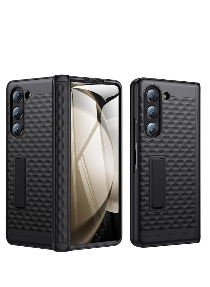 عام Samsung Galaxy Z Fold 5 للحماية: جراب هاتف بتصميم هندسي ثلاثي الأبعاد مع حامل واقي للمفصل وواقي شاشة - جراب مضاد للانزلاق ومقاوم للخدوش لهاتف Samsung Z Fold 5 5G 2023. - Image 1