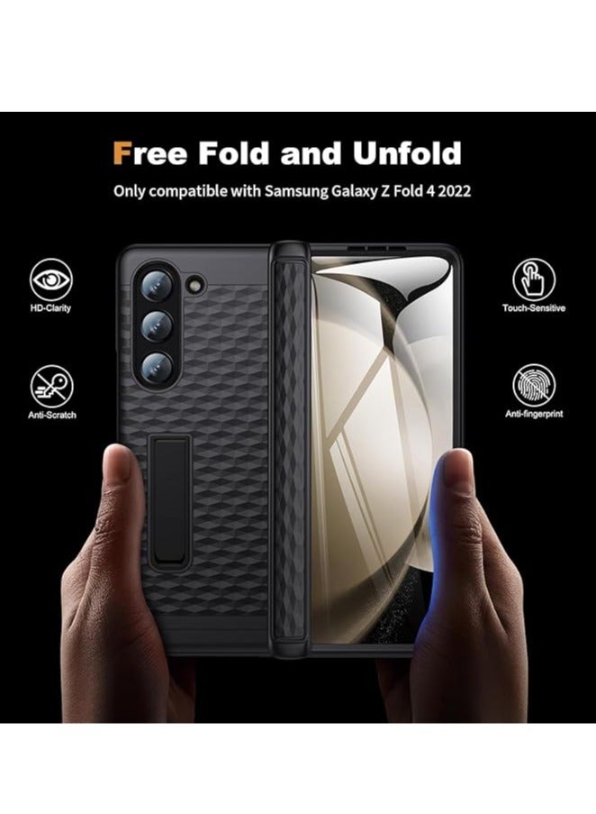 عام Samsung Galaxy Z Fold 5 للحماية: جراب هاتف بتصميم هندسي ثلاثي الأبعاد مع حامل واقي للمفصل وواقي شاشة - جراب مضاد للانزلاق ومقاوم للخدوش لهاتف Samsung Z Fold 5 5G 2023. - Image 2