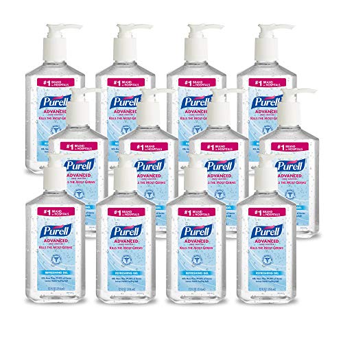 Purell جل مطهر اليدين المتقدم من PURELL برائحة منعشة، 12 أونصة سائلة زجاجة مضخة (عبوة من 12) - 3659-12 - Image 1