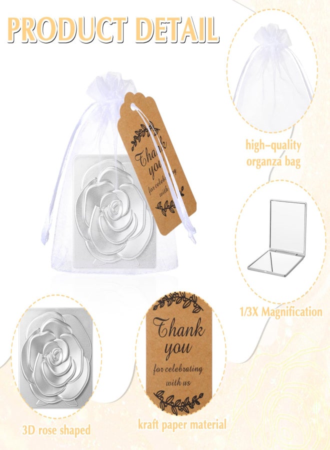 30 Sets Sliver Compact Mirrors for Christmas Bulk Gifts Pocket Mirror with Thank You Tags and Organza Bags for Women, Wedding Gifts, Bridal Shower - Image 3