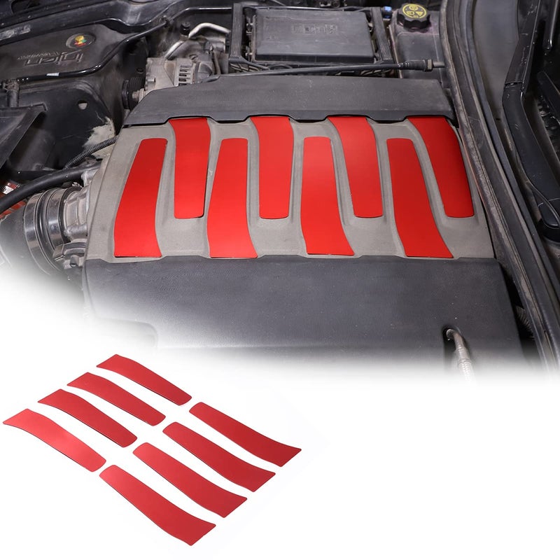 JONKOKO Aluminum Alloy Engine Bay Side Panel Cover for Chevrolet Corvette C7 20142019 Hood Engine Trim Sticker Interior Accessories Hood Engine Trim Sticker Red