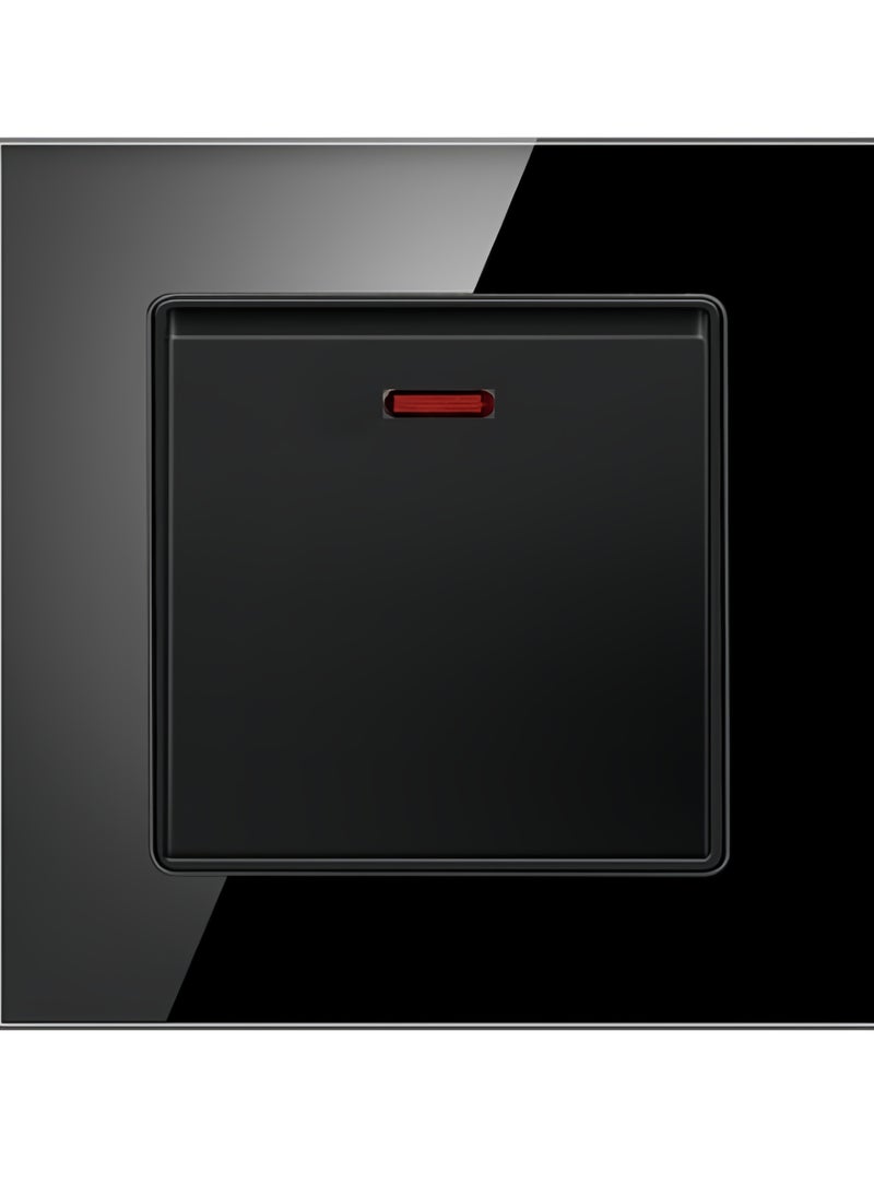 Generic - Borliya Tempered Black Glass Panel and push button Light Switches with LED Indicator,UK Standard Wall Power Socket, Artistic Modern Swich soket, 1 Gang 2 Way,2 Gang 2 Way,3 Gang 2 Way,4 Gang 2 Way,13Amp Single ,Double Sokect ,20Amp, 45Amp, Light Dimmer,Telephone,Computer socket,Satellite TV Socket,Door Bell Swtch. - Image 1