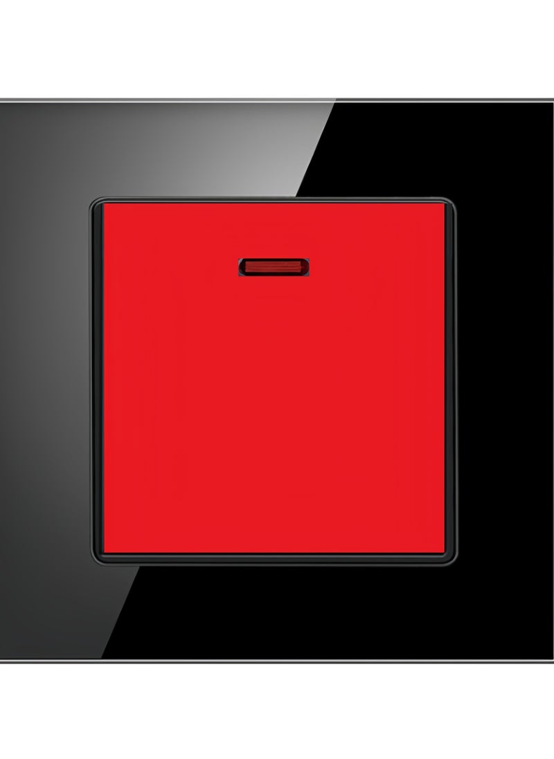 Generic - Borliya Tempered Black Glass Panel and push button Light Switches with LED Indicator,UK Standard Wall Power Socket, Artistic Modern Swich soket, 1 Gang 2 Way,2 Gang 2 Way,3 Gang 2 Way,4 Gang 2 Way,13Amp Single ,Double Sokect ,20Amp, 45Amp, Light Dimmer,Telephone,Computer socket,Satellite TV Socket,Door Bell Swtch. - Image 1
