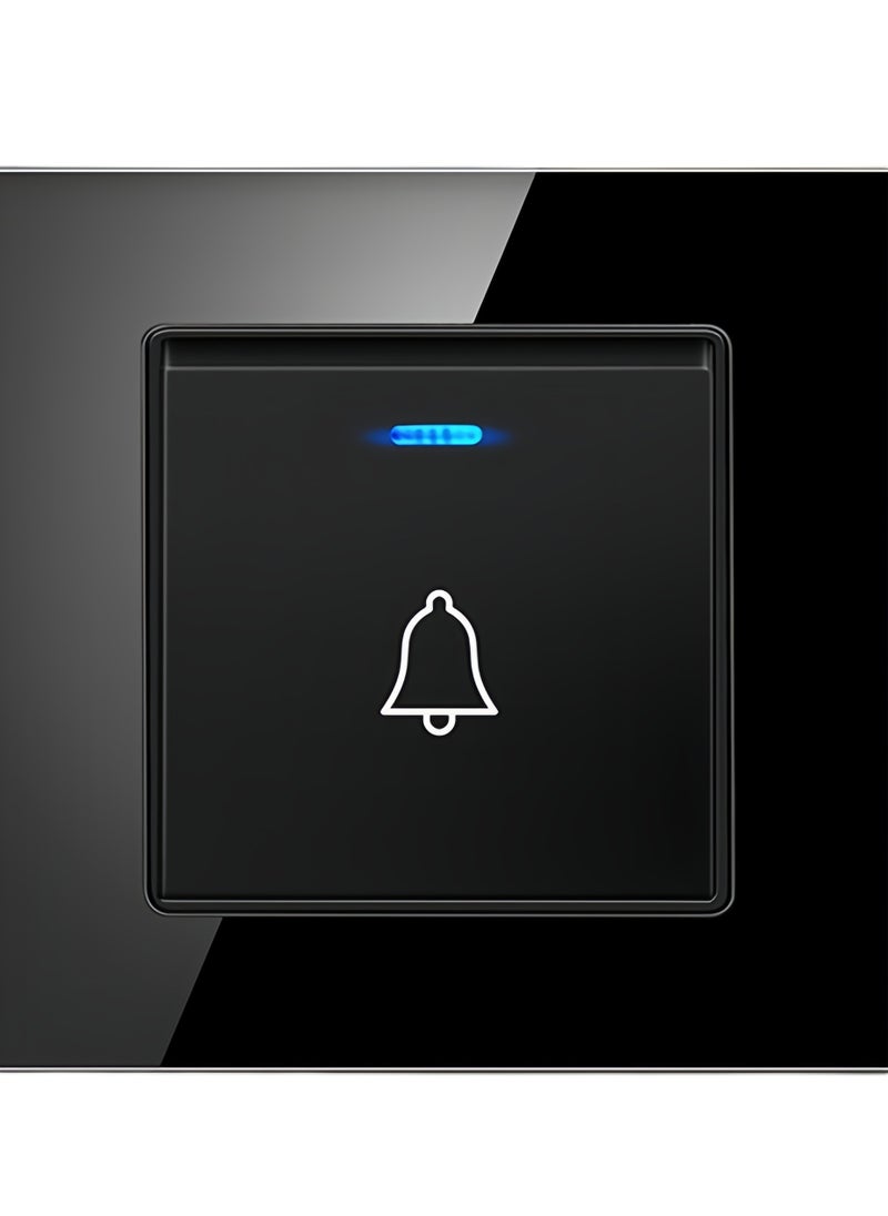 Generic - Borliya Tempered Black Glass Panel and push button Light Switches with LED Indicator,UK Standard Wall Power Socket, Artistic Modern Swich soket, 1 Gang 2 Way,2 Gang 2 Way,3 Gang 2 Way,4 Gang 2 Way,13Amp Single ,Double Sokect ,20Amp, 45Amp, Light Dimmer,Telephone,Computer socket,Satellite TV Socket,Door Bell Swtch. - Image 1