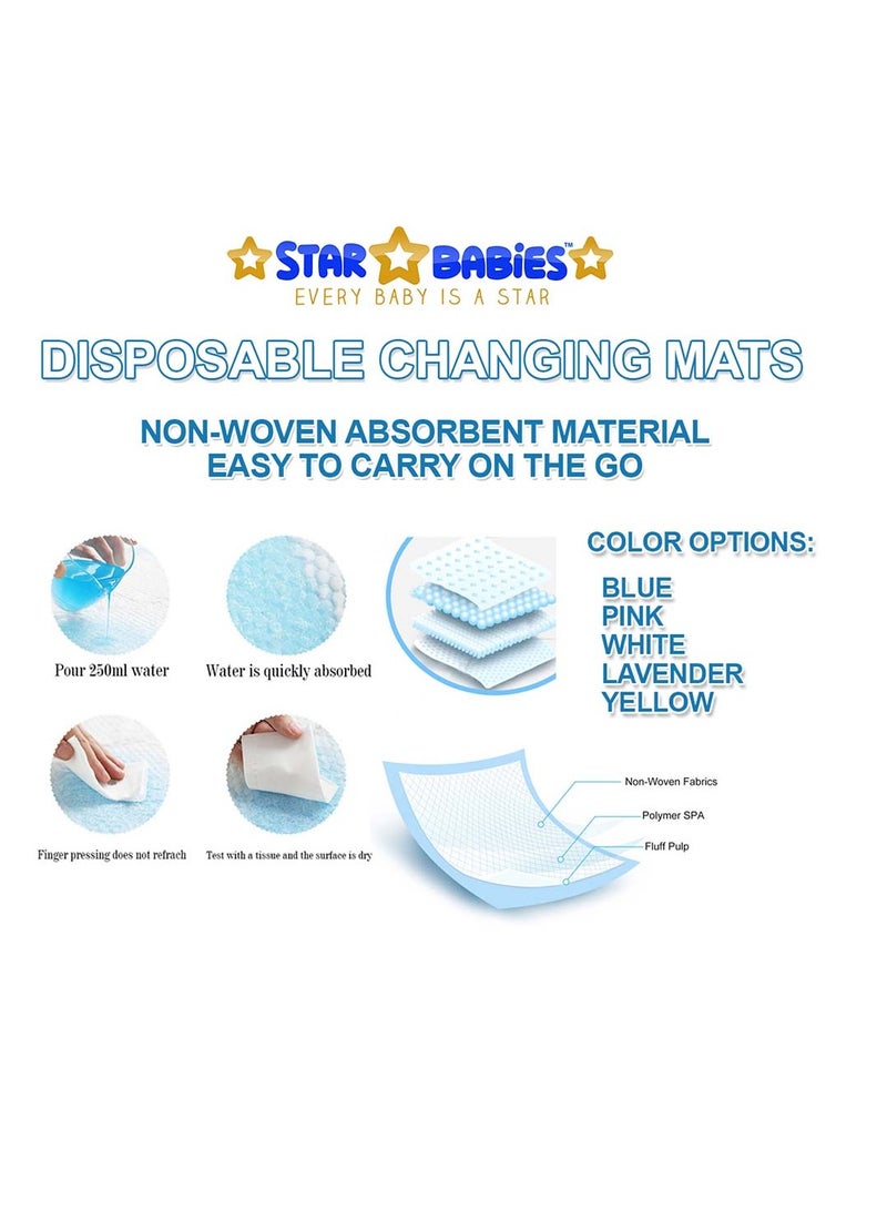 Star Babies Combo Pack (Disposable Changing mat 36pcs, Disposable Bibs 40pcs with  Disposable Breast Pad 8pcs) - White - Image 3
