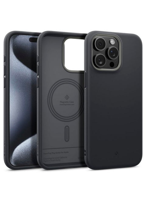 CASEOLOGY by Spigen Nano Pop Mag Back Cover Case Compatible with iPhone 15 Pro Case (TPU and Polycarbonate | Black Sesame)