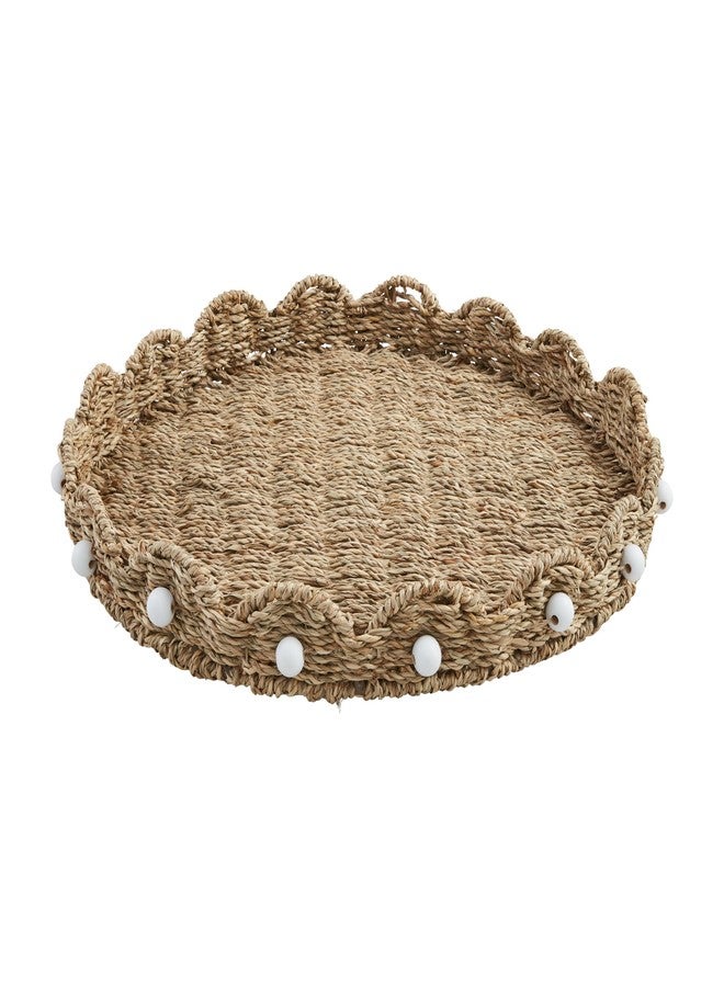 Mud Pie Scalloped Woven Lazy Susan; 2 1/2" x 16 1/2" dia - Image 1