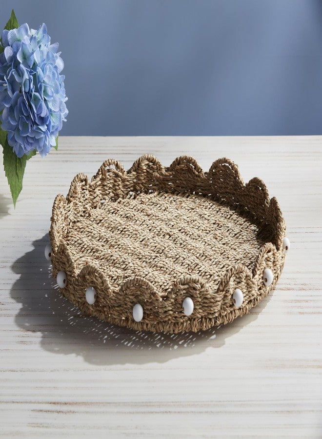 Mud Pie Scalloped Woven Lazy Susan; 2 1/2" x 16 1/2" dia - Image 2