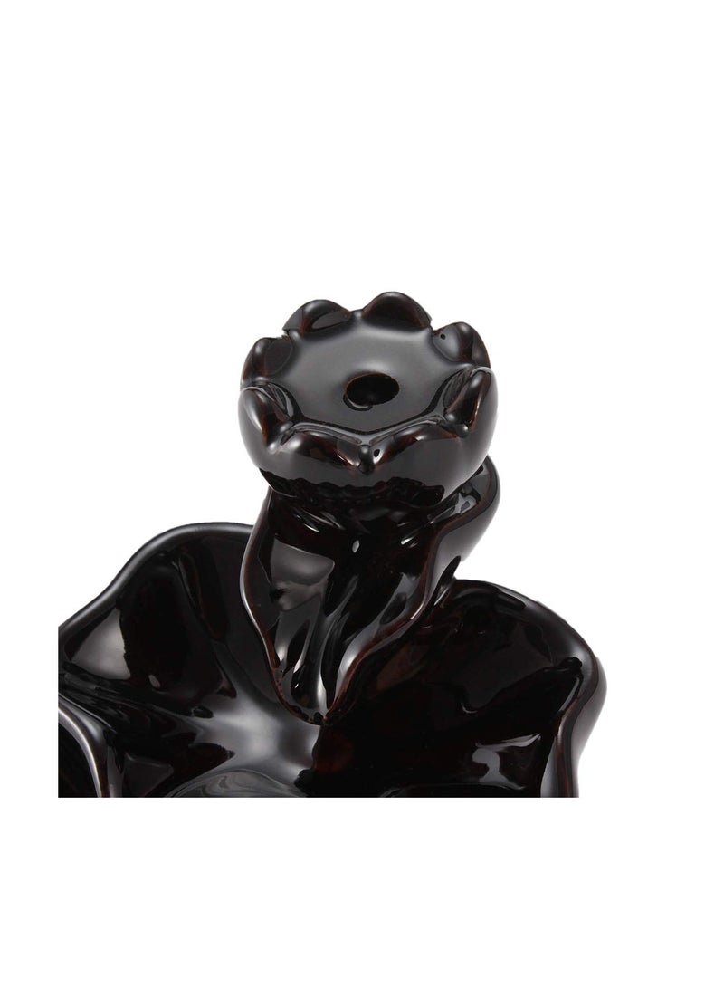 GGOOT Black Porcelain Lotus Backflow Ceramic Incense Burner Censer Cone Stick Holder Fragrant Decor  - Image 5