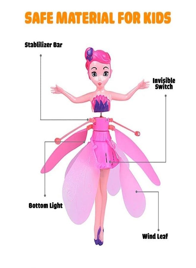 HOMOZE Trendy Fashionable Magical Hand Sensor Control Flying Fairy Doll, USB Powered & 3D Light Plastic Flying Fairy Sky Dancers Toy Rainbow Glitter Flying Princess Doll for Girls & Best - Image 4