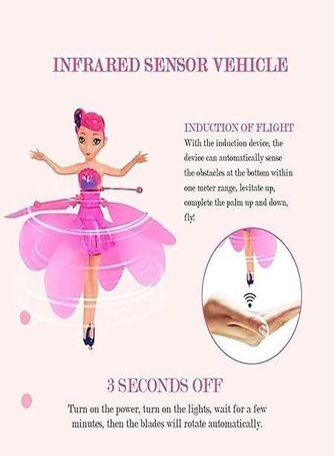 HOMOZE Trendy Fashionable Magical Hand Sensor Control Flying Fairy Doll, USB Powered & 3D Light Plastic Flying Fairy Sky Dancers Toy Rainbow Glitter Flying Princess Doll for Girls & Best - Image 5