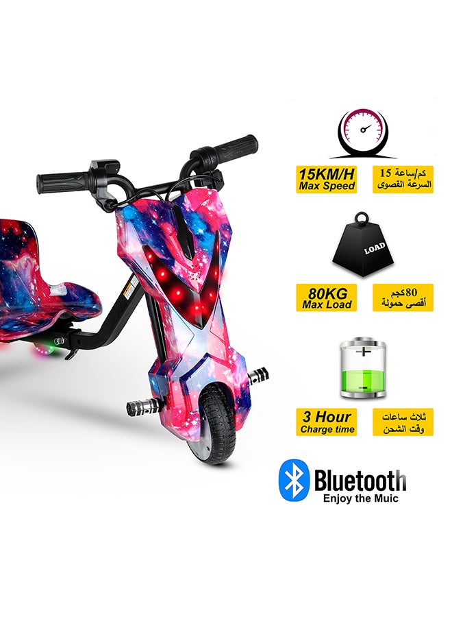 MyToys | Mini 36V High-Power 360Â° Electric Stunt Drifting Scooter For Kids & Adults - Adjustable Body With Bluetooth & Protective Gear, 3 Speed Modes, 250W Brushless Motor, 8-15 Km/H With 80 Kg Load, Noon Exclusive Series - Candy Pink | Blue | Age 6+ - Image 5