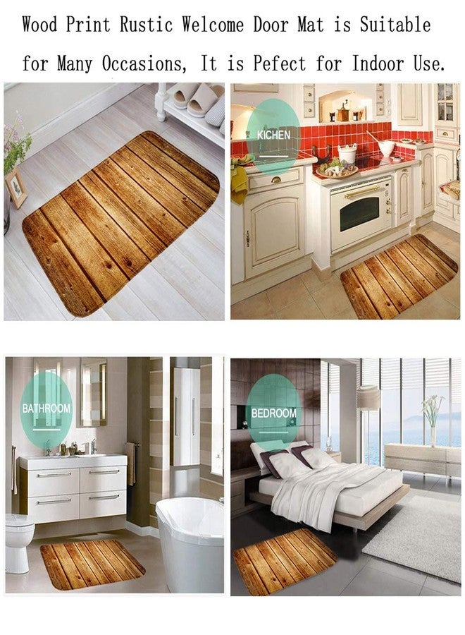 NYDECOR Front Door Mat Indoor Welcome Rustic Old Barn Wood Doormat Non Slip Carpet Flannel Rug for Bathroom Kitchen Bedroom Floor,18"x30"(Wood Board) - Image 2