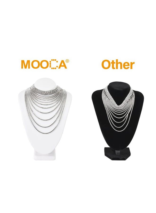 Mooca 2 Pcs Small Necklace Chain Jewelry Bust Display Holder Stand, Necklaces Display Mannequin, Jewelry Bust Stand 7 1/4 in H, White Leatherette - Image 3