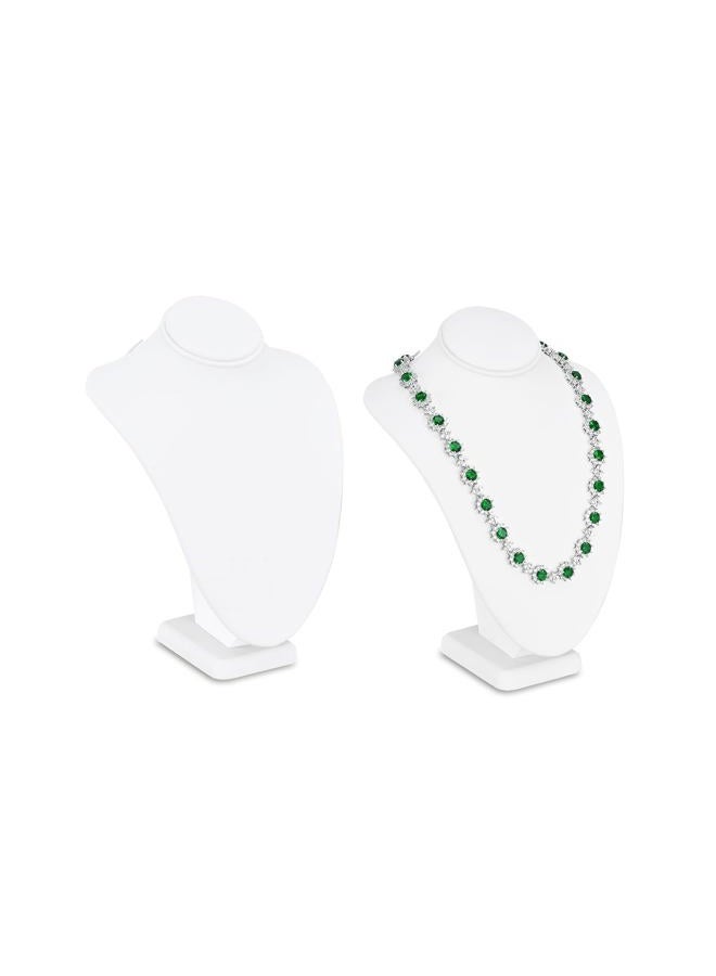 Mooca 2 Pcs Small Necklace Chain Jewelry Bust Display Holder Stand, Necklaces Display Mannequin, Jewelry Bust Stand 7 1/4 in H, White Leatherette - Image 1