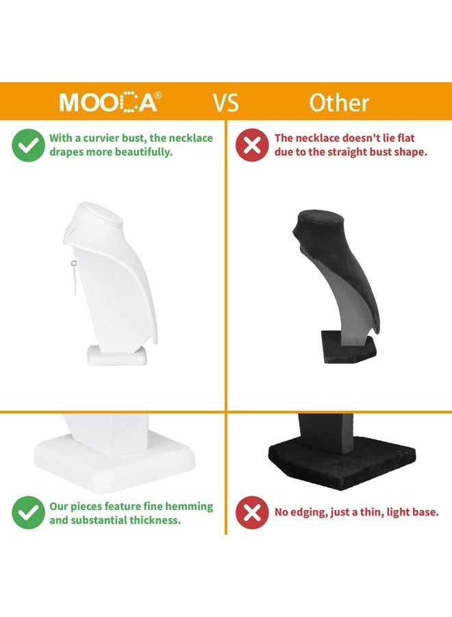 Mooca 2 Pcs Small Necklace Chain Jewelry Bust Display Holder Stand, Necklaces Display Mannequin, Jewelry Bust Stand 7 1/4 in H, White Leatherette - Image 5