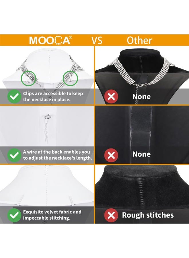 Mooca 2 Pcs Small Necklace Chain Jewelry Bust Display Holder Stand, Necklaces Display Mannequin, Jewelry Bust Stand 7 1/4 in H, White Leatherette - Image 4