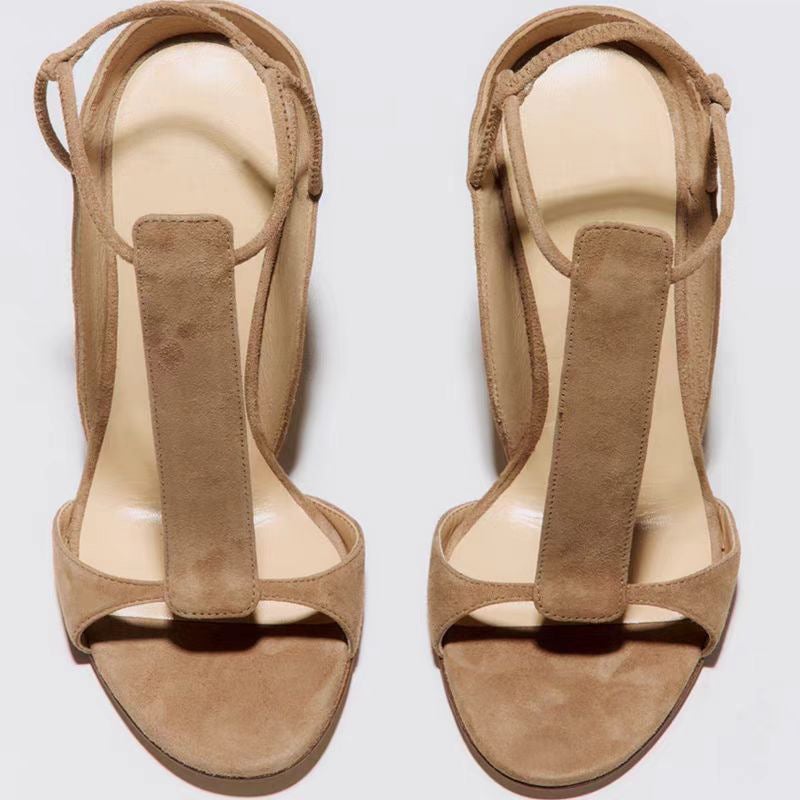 Women's Peep Toe High Heel Sandals Light Brown - Image 2
