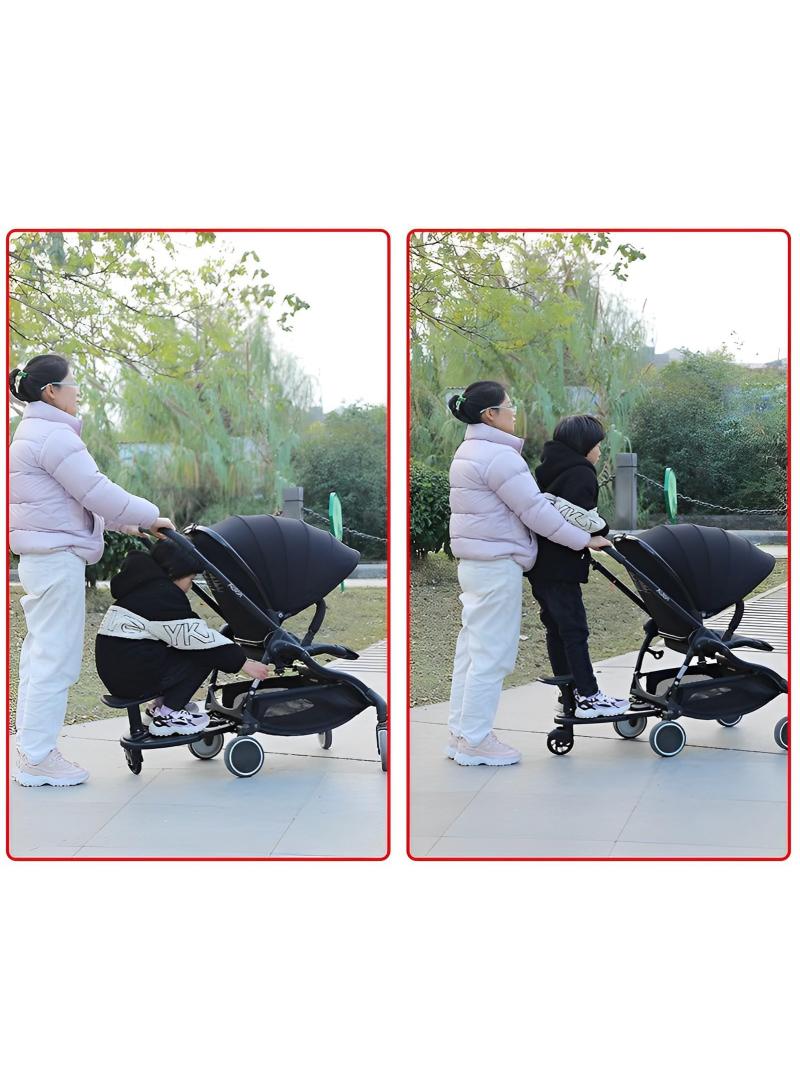 الأزرق جي دبليو عالمية عربة طفل دواسة اثنين في واحد عربة طفل دواسة مع مقعد ، عربة طفل مساعدة دواسة قابل للتعديل لوحة عربة طفل يقف المجلس مقعد عربة طفل التبعي ( أسود ) - Image 4