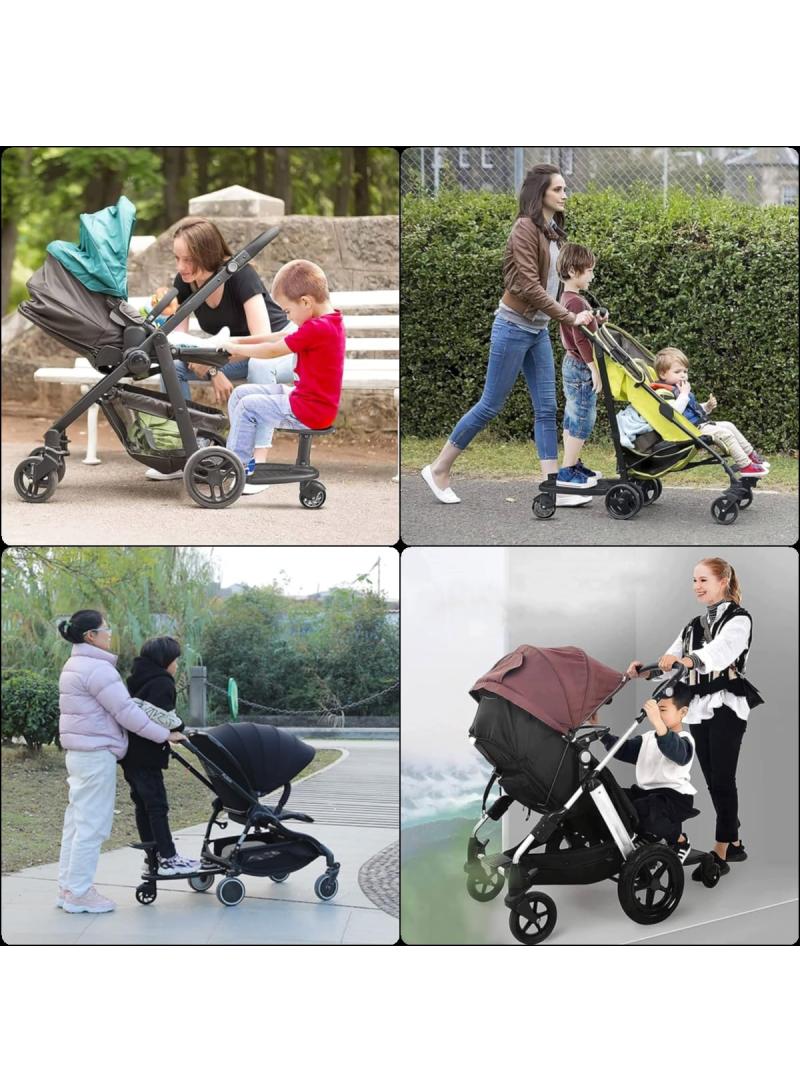 الأزرق جي دبليو عالمية عربة طفل دواسة اثنين في واحد عربة طفل دواسة مع مقعد ، عربة طفل مساعدة دواسة قابل للتعديل لوحة عربة طفل يقف المجلس مقعد عربة طفل التبعي ( أسود ) - Image 3