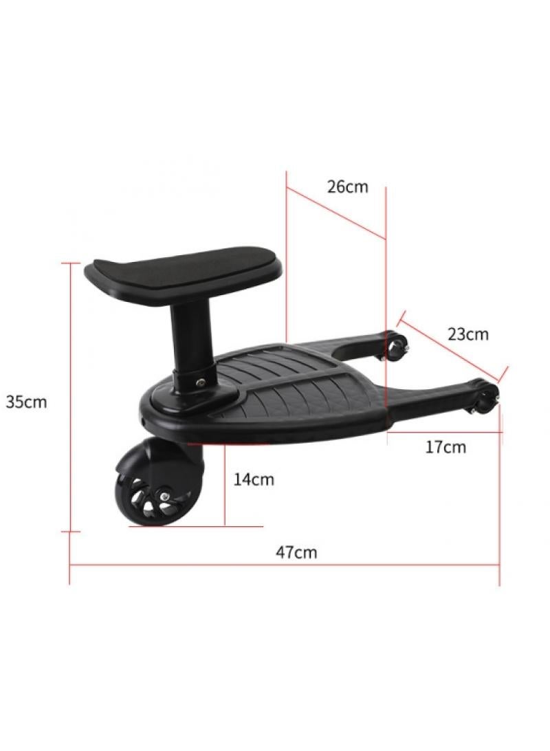 الأزرق جي دبليو عالمية عربة طفل دواسة اثنين في واحد عربة طفل دواسة مع مقعد ، عربة طفل مساعدة دواسة قابل للتعديل لوحة عربة طفل يقف المجلس مقعد عربة طفل التبعي ( أسود ) - Image 2