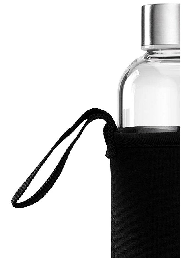 ISKO® Borosilicate Glass Water Bottle with Leak-Proof Airtight Stainless Steel Lid With and Protective Fabric Sleeve For water, Juices,Fridge bottles - 550ML - Image 3