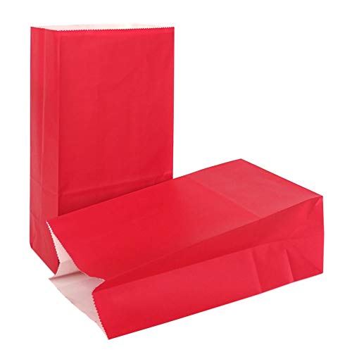 KEYYOOMY Small Red Paper Bags Red Party Favor Bags Wedding Party Goodie Bag Paper Lunch Bag 24 CT 94 x 51 x 31 In