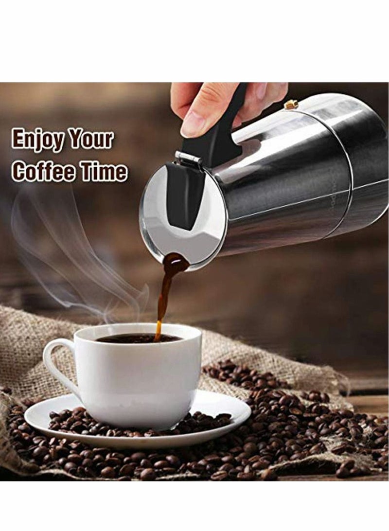 KASTWAVE صانعة الإسبريسو، وعاء موكا من الفولاذ المقاوم للصدأ، سهل التشغيل وسريع التنظيف، صانعة القهوة الإيطالية الكلاسيكية، وعاء موكا إكسبريس، مناسب لأجهزة الطهي بالحث، 300 مل (فنجان إسبريسو 50 مل) - Image 2