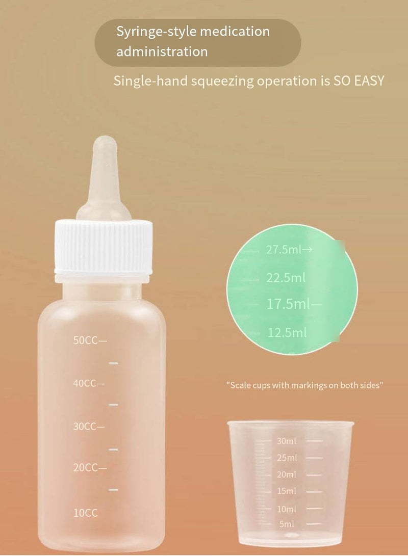 مجموعة تغذية الحيوانات الأليفة مع مزيج من الزجاجة والمحقنة، وحدة تغذية الأدوية للقطط الصغيرة والجراء لمنع الاختناق - Image 3