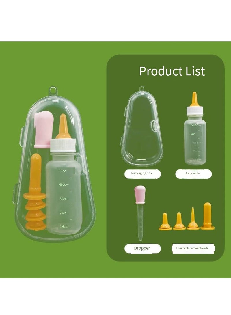 مجموعة تغذية الحيوانات الأليفة مع مزيج من الزجاجة والمحقنة، وحدة تغذية الأدوية للقطط الصغيرة والجراء لمنع الاختناق - Image 1