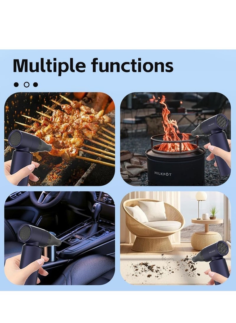 Excefore منفاخ هواء كهربائي محمول بسرعة 80000 دورة في الدقيقة، 4 تروس قابلة للتعديل، منفاخ هواء قابل لإعادة الشحن بقوة 4500 مللي أمبير في الساعة، مثالي لتنظيف لوحة المفاتيح والتخييم والنفخ والشواء  - Image 2