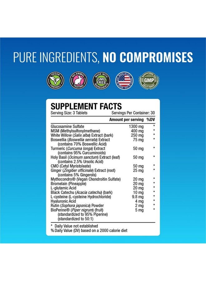 Approved Science مكمل دعم المفاصل من أبروويد ساينس - جلucosamine، MSM، كوندرويتين، كركم، بوسويليا، بايوبرين - إمداد لمدة 1 شهر - Image 4