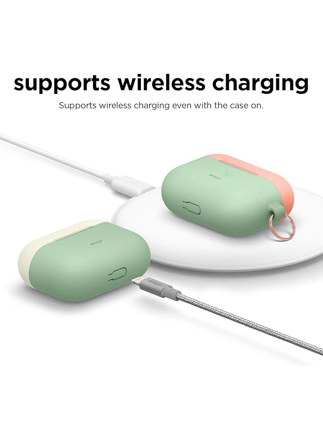 Elago Duo Hang Case For Airpods Pro Top Classic White Peach Bottom Pastel Green - Image 5