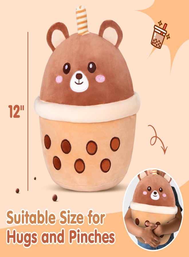 CozyWorld دمية دب شاي الفقاعات القطيفة من كوزي وورلد، دمية دب شاي الفقاعات اللطيفة المحشوة، دمية بوبا القطيفة الناعمة، لعبة حليب اللؤلؤ القطيفة، هدايا عيد الميلاد، عيد الميلاد، عيد الحب للأطفال والصديقات (بني، 12 بوصة) - Image 2