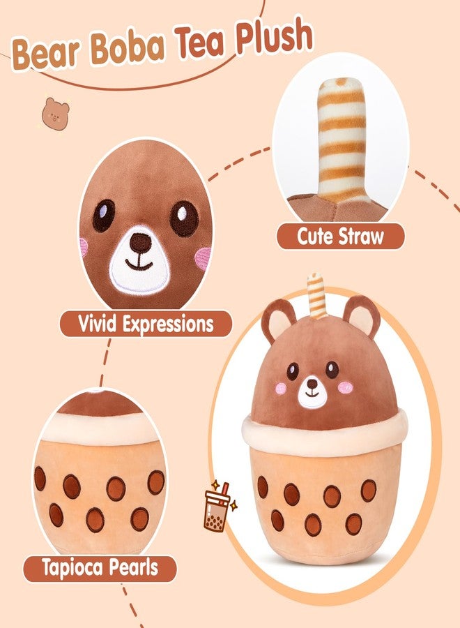 CozyWorld دمية دب شاي الفقاعات القطيفة من كوزي وورلد، دمية دب شاي الفقاعات اللطيفة المحشوة، دمية بوبا القطيفة الناعمة، لعبة حليب اللؤلؤ القطيفة، هدايا عيد الميلاد، عيد الميلاد، عيد الحب للأطفال والصديقات (بني، 12 بوصة) - Image 4