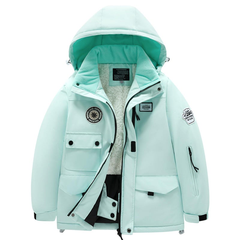 HOTIAN Boys Winter Kids 2 Piece Ski Suit Thicken Warm Hooded Jacket and Ski Pants Snowsuit Snowboarding Clothes,mintmint,16 - Image 3