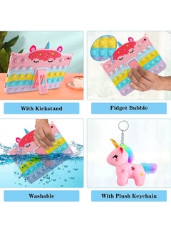 Generic iPad 10th Generation Case 2022 with Kickstand Shoulder Straps Keychain Fidget Bubble Case for Girls Kids Cute Rainbow Cover for iPad 10th Gen 10.9 inch 2022  - Image 3