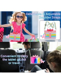 Generic iPad 10th Generation Case 2022 with Kickstand Shoulder Straps Keychain Fidget Bubble Case for Girls Kids Cute Rainbow Cover for iPad 10th Gen 10.9 inch 2022  - Image 2