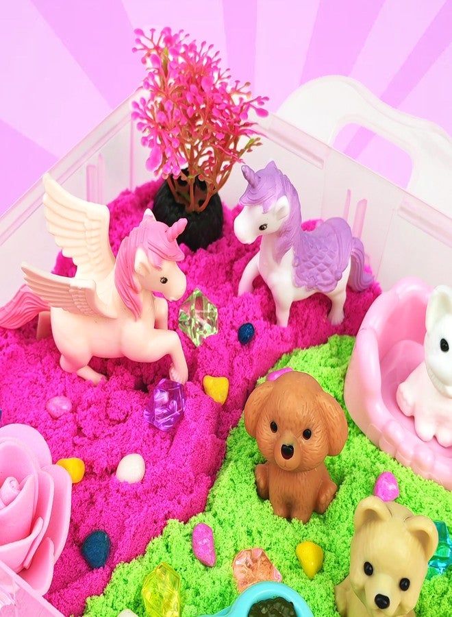 AGENTLAN Stackable Sensory Bin, Unicorn & Pet Sensory Sand, Unicorn and Pet Sandbox with Play Sand for Toddlers Boys and Girls, Kids Toys Gift for Age 3 4 5 6 7 8+ - Image 5