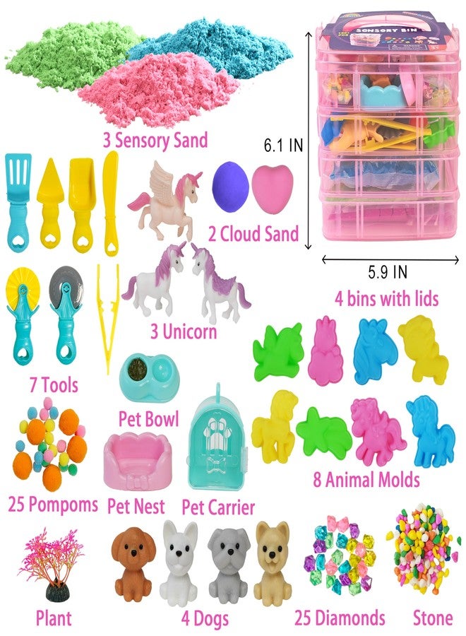 AGENTLAN Stackable Sensory Bin, Unicorn & Pet Sensory Sand, Unicorn and Pet Sandbox with Play Sand for Toddlers Boys and Girls, Kids Toys Gift for Age 3 4 5 6 7 8+ - Image 2