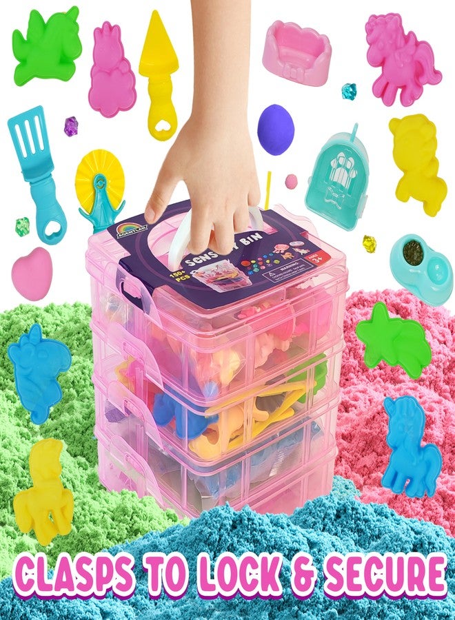 AGENTLAN Stackable Sensory Bin, Unicorn & Pet Sensory Sand, Unicorn and Pet Sandbox with Play Sand for Toddlers Boys and Girls, Kids Toys Gift for Age 3 4 5 6 7 8+ - Image 4