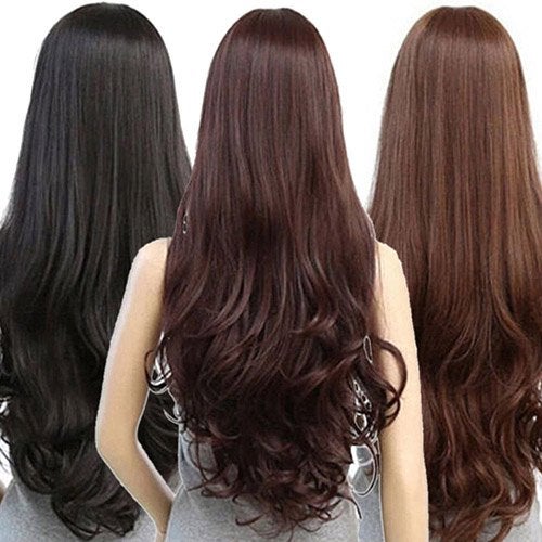 Artifice 26inch Stylish Straight Wavy Wig Hair Extension Wig Cap Brown With Blonde - Image 3