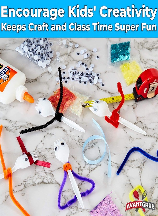 Eucatus Child Sized, Recyclable Plastic Sporks for Birthday Party and Crafts, 24Pc. White Non-Toxic 2-in-1 Utensil Set Makes Creative Toy Cupcake Toppers and Favors. Fork Crafting With Kids Made Easy and Fun! - Image 4