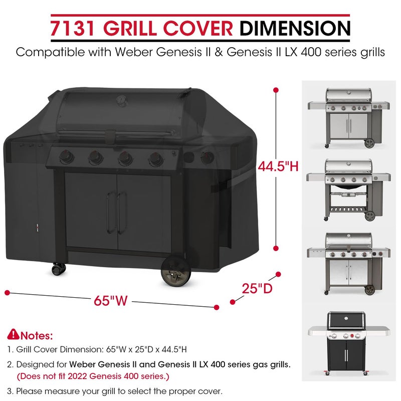 Unicook 65 Inch Grill Cover for Weber Genesis II 400 Series, 4 Burner BBQ Cover for Outdoor Grill, Heavy Duty Waterproof Fade Resistant, Compared to Weber 7131 - Image 2