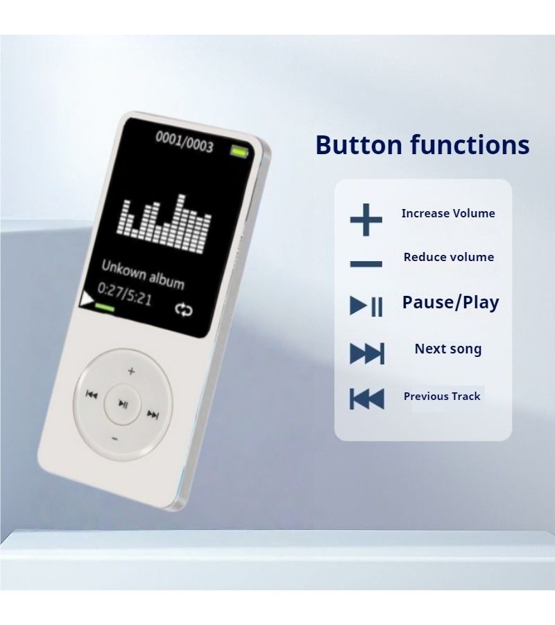 مشغل MP3 محمول عالي السعة من باك الأبيض مع مكبر صوت ومنفذ سماعة رأس - Image 2