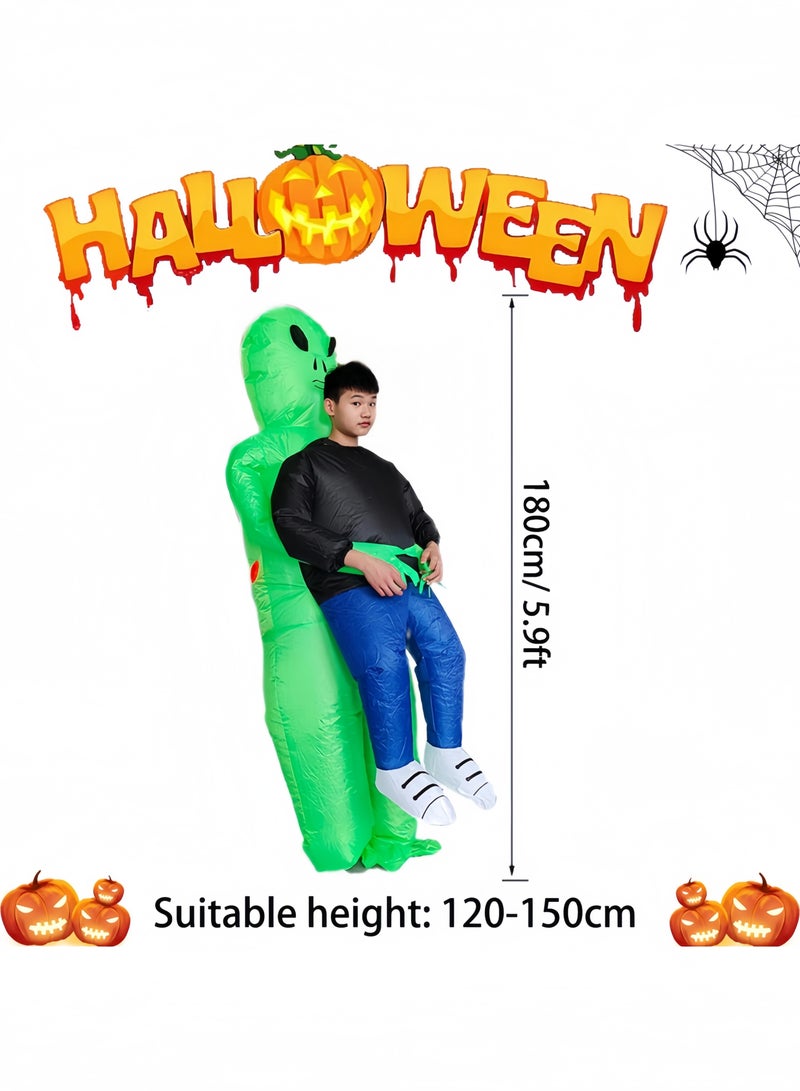 GGEROU Inflatable Alien Rider Costume Halloween Costume for Kids Inflatable Costumes Cosplay Party Dress Up, Green - Image 3