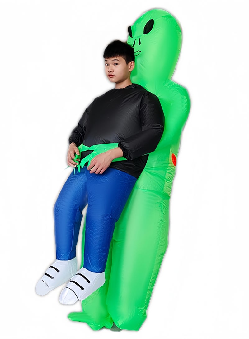 GGEROU Inflatable Alien Rider Costume Halloween Costume for Kids Inflatable Costumes Cosplay Party Dress Up, Green - Image 1
